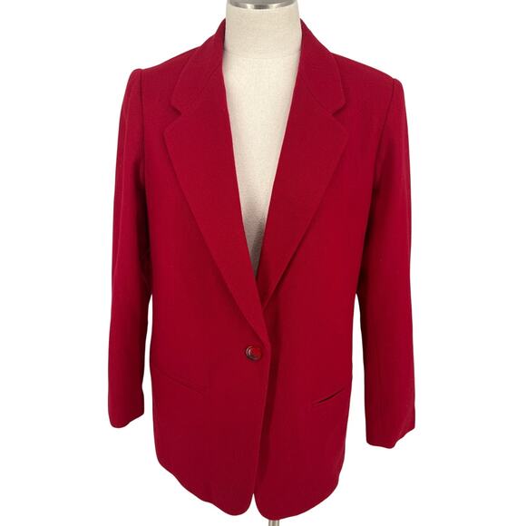 Sag Harbor Jackets & Blazers - Sag Harbor Red 100% Wool Blazer Womens Sz 12 Vintage Preppy Office Siren